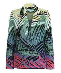 Wave jacquard knit fitted blazer - Premium jackets from ivko - Just $324! Shop now at Mary Walter