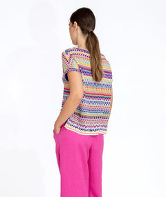 Cap sleeve knit stripe top - Premium tops from ivko - Just $198! Shop now at Mary Walter