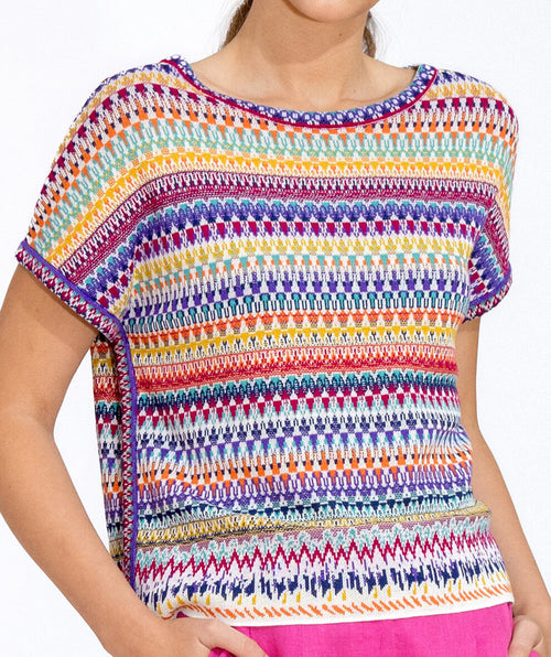 Cap sleeve knit stripe top