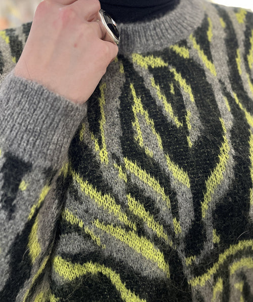 Wild Zebra Pullover Citron - Premium sweaters from B.YU - Just $87! Shop now at Mary Walter