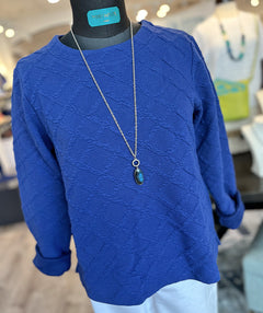 Bianca Textured Jacquard Top Sapphire