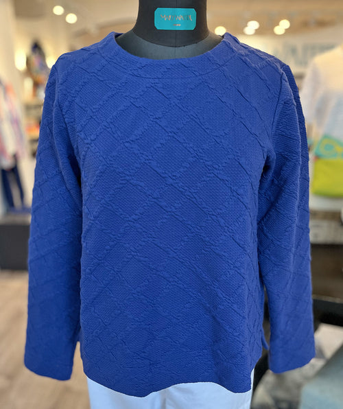 Bianca Textured Jacquard Top Sapphire