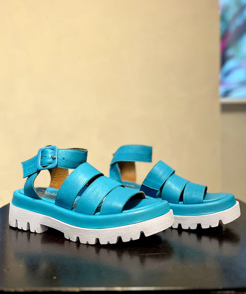 Justine Leather Sandal Turquoise