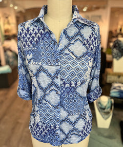 David Cline Crinkle Shirt Blue Tile