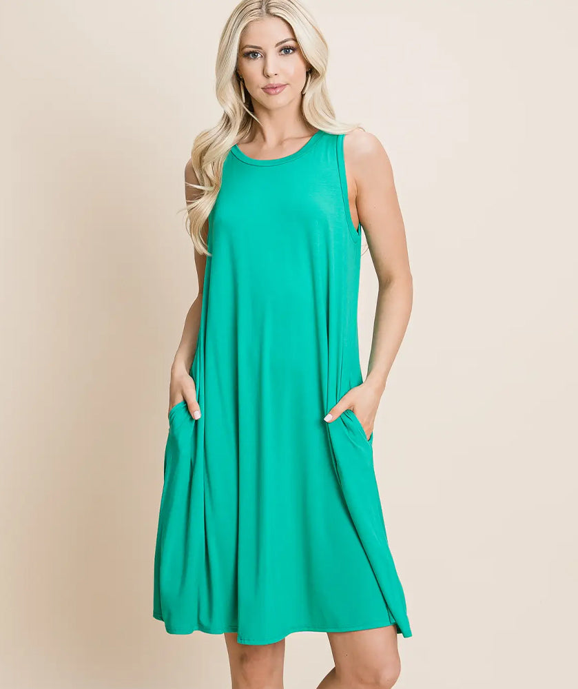 Bright Green Summer Swing Dress M Bright Green Summer Swing Dress M