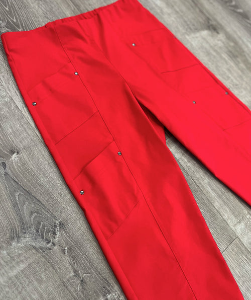 Elliott Lauren Angled Crop Cargo Pant Red