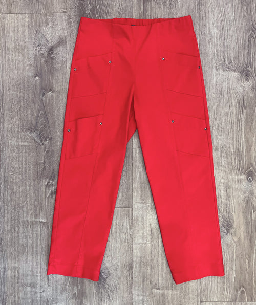 Elliott Lauren Angled Crop Cargo Pant Red