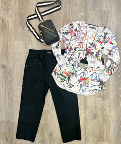 Elliott Lauren Angled Crop Cargo Pant Black