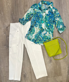 Elliott Lauren Angled Crop Cargo Pant White