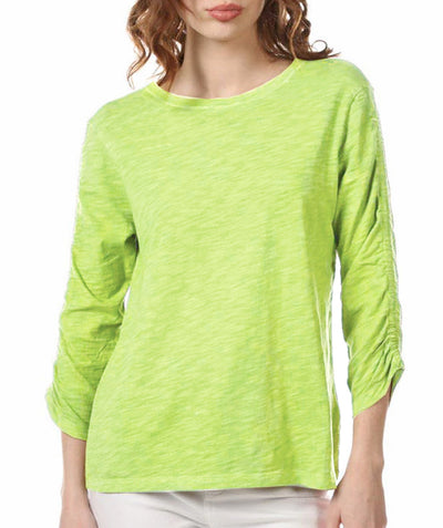 Enzyme Wash Ruched Sleeve Tee