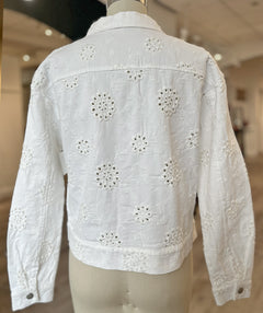 Elliott Lauren Eyelet Jean Jacket White size Small