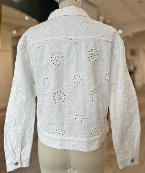 Elliott Lauren Eyelet Jean Jacket White size Small