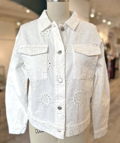 Elliott Lauren Eyelet Jean Jacket White size Small