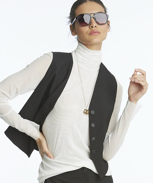Elliott Lauren Pinstripe Button Front Vest