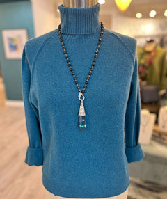 Estheme Exposed Seam Turtleneck Pullover Saphir