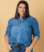 Indigo Chevron Boyfriend Shirt