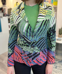 Wave jacquard knit fitted blazer - Premium jackets from ivko - Just $324! Shop now at Mary Walter