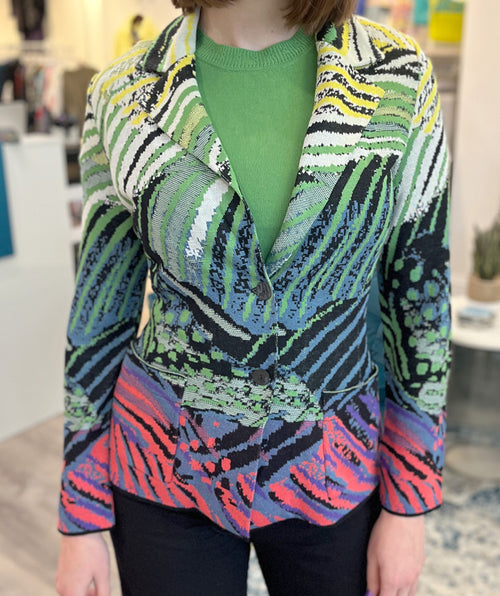 Wave jacquard knit fitted blazer - Premium jackets from ivko - Just $324! Shop now at Mary Walter