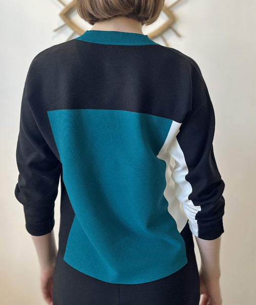 Color Block Crew Teal - Premium tops from Jenvie - Just $178.10! Shop now at Mary Walter