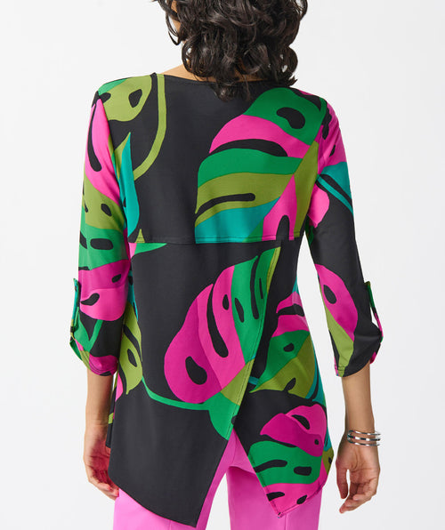 Bright Palms Zip Detail Top - Premium tops from Joseph Ribkoff - Just $215! Shop now at Mary Walter