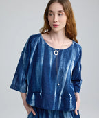Luukaa Avery Indigo Batik Top