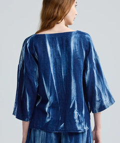 Luukaa Avery Indigo Batik Top