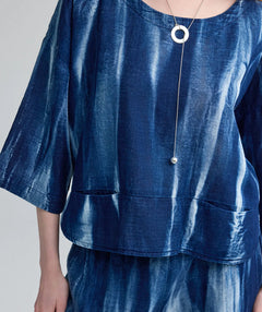 Luukaa Avery Indigo Batik Top