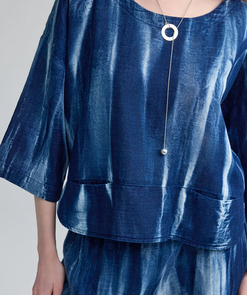 Luukaa Avery Indigo Batik Top