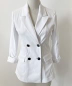 Double breasted cotton blazer White