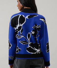 Royal Floral Half Zip Sweater