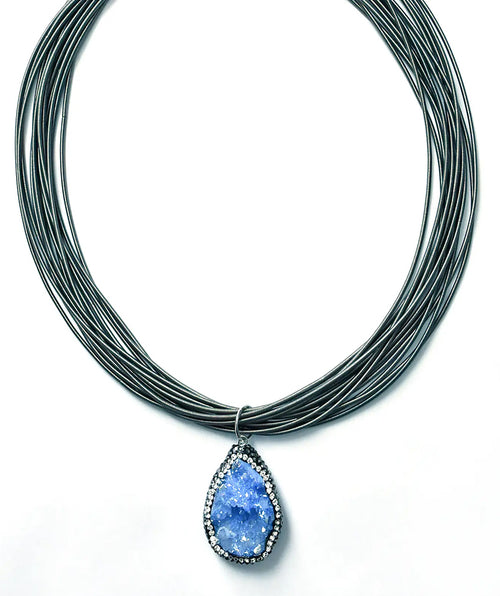 Sea Lily Blue Druzy Shimmer Necklace