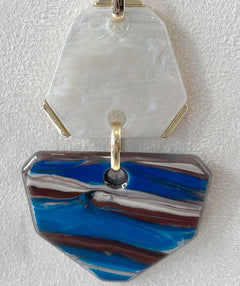 Multi shape long resin necklace