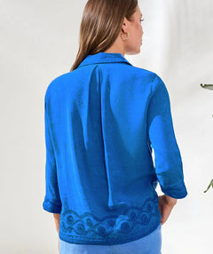 Tribal Embroidered Soft Shirt Turkish Sea