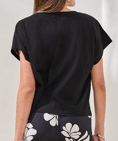 Tribal Eyelet Boxy Tee Black