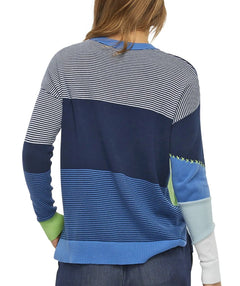 Patchwork Pullover Blues - Premium sweaters from Zaket and Plover - Just $130! Shop now at Mary Walter