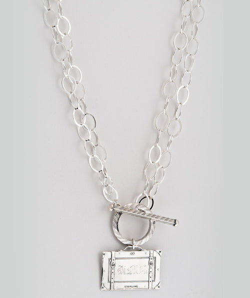 Suitcase necklace silver