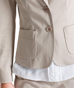 Essential polished cotton blazer Sand - Premium jackets from Marc Cain - Just $216! Shop now at Mary Walter