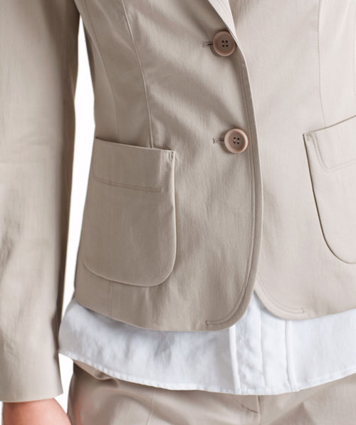 Essential polished cotton blazer Sand - Premium jackets from Marc Cain - Just $216! Shop now at Mary Walter