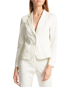 Essential polished cotton blazer White - Premium jackets from Marc Cain - Just $216! Shop now at Mary Walter