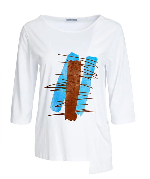 Vivid Blue Lines Tee - Premium tops from Naya - Just $97.50! Shop now at Mary Walter