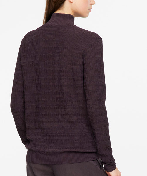 Grid Texture Mock Pullover