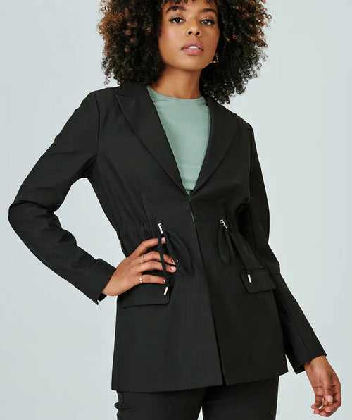 Infinity Cinch Waist Blazer Black - Premium jackets from 7Diamonds - Just $97! Shop now at Mary Walter