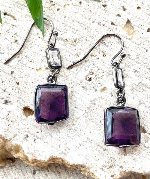 Geo drop amethyst earring - Premium earrings from Mary Walter - Just $40! Shop now at Mary Walter