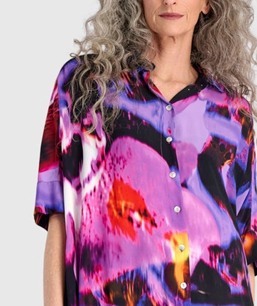 Alembika Dramatic Reiko Orchid Shirtdress