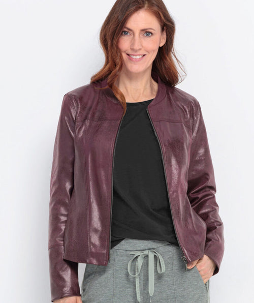 Bianca Distressed Faux Leather Jacket Mulberry