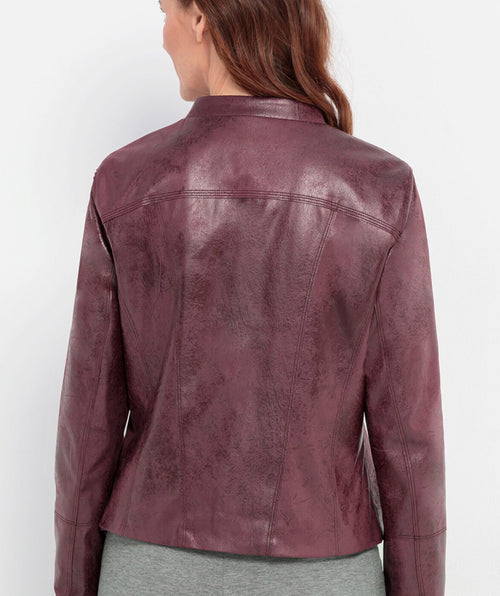 Bianca Distressed Faux Leather Jacket Mulberry