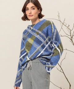 Bianca Cozy Plaid Pullover Blue Mix