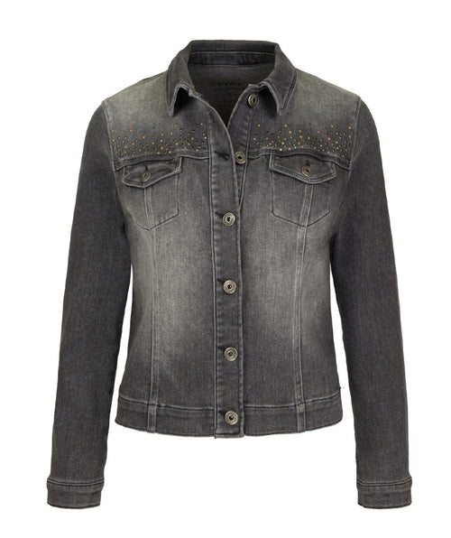 Bianca June Embellished Jean Jacket Grey