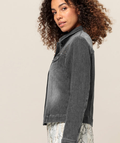 Bianca June Embellished Jean Jacket Grey