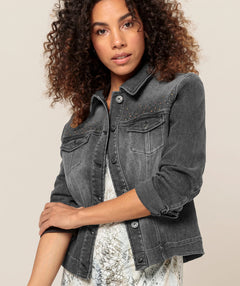 Bianca June Embellished Jean Jacket Grey